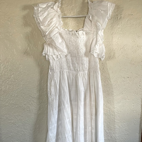 Banana Republic Petite Smocked Ruffle Midi Dress - Picture 1 of 5